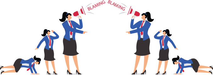 Conflicts, contradictions, quarrels, disagreements, angry two team members blaming each other