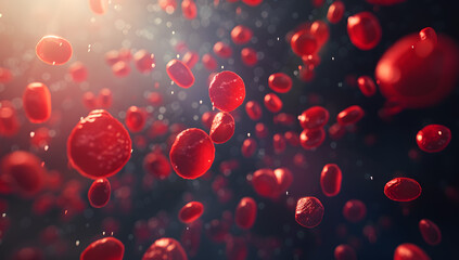Vibrant Red Blood Cells Flowing in Plasma: A Captivating Illustration of Life's Essential Elements - obrazy, fototapety, plakaty