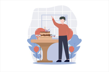 Birthday Party Flat Design Illustration