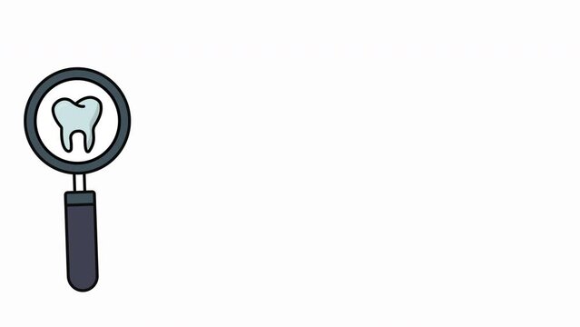 magnifying glass on white background, Animation of a magnifying glass to see teeth. Content suitable for health, medical, dental clinics, etc.