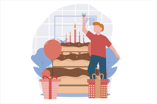 Birthday Party Flat Design Illustration