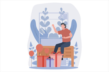 Birthday Party Flat Design Illustration