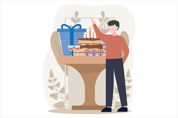 Birthday Party Flat Design Illustration