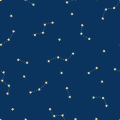 Vector seamless pattern with constellations and stars. Astronomical background - 766881224