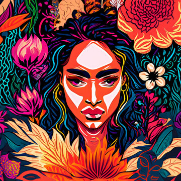 Afro-inspired female digital illustration