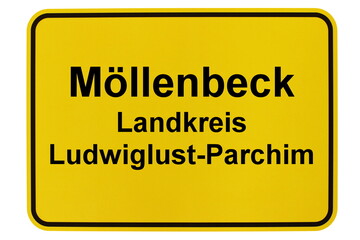 Illustration eines Ortsschildes der Gemeinde Möllenbeck in Mecklenburg-Vorpommern