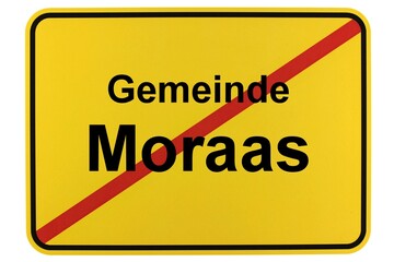 Illustration eines Ortsschildes der Gemeinde Moraas in Mecklenburg-Vorpommern - obrazy, fototapety, plakaty