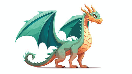 Dragon flat vector isolated on white background