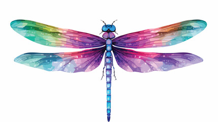 Dragonfly Watercolor flat vector isolated on white background - obrazy, fototapety, plakaty
