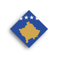 Kosovo flag - rhombus shape icon with dropped shadow isolated on white background