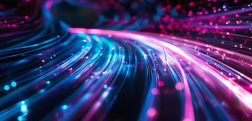 Foto op Plexiglas Abstract art image of light fiber streaks flowing. AI Generative. © Meedej