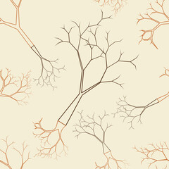 Editable Vector of Outline Style Leafless Tree Illustration Seamless Pattern for Creating Background of Autumn Seasonal Themed Project or Earth Day Campaign and Green Life Environment