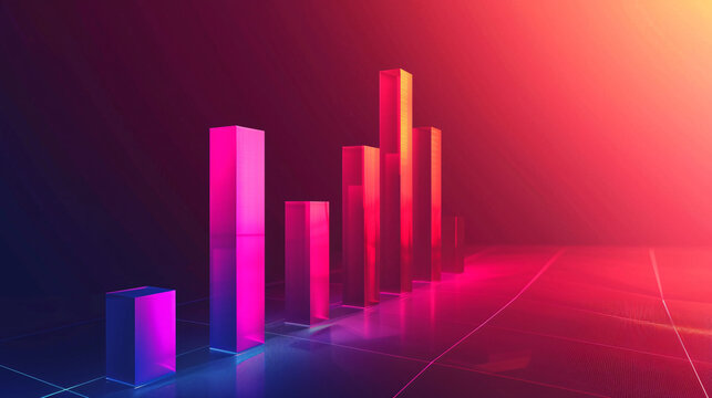 Financial data curve chart, financial technology themed big data analysis bar chart background