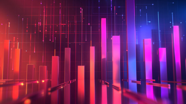 Financial data curve chart, financial technology themed big data analysis bar chart background