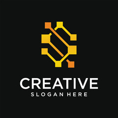 Collection of initial s monogram logo technology element design template for company