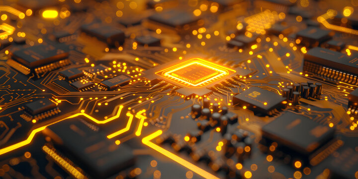 Abstract microchip mother board background computer chip network for artificial intelligence cyber security,  Artificial Intelligence Circuitry: Abstract Motherboard Background