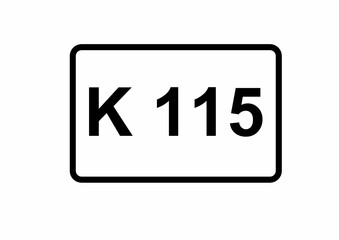 Illustration eines Kreisstraßenschildes der K 115 in Deutschland	