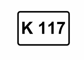 Illustration eines Kreisstraßenschildes der K 117 in Deutschland	