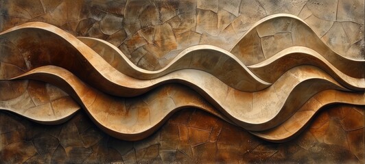 Elegant beige curves against a deep brown, mimicking earth's natural rhythms in an abstract texture