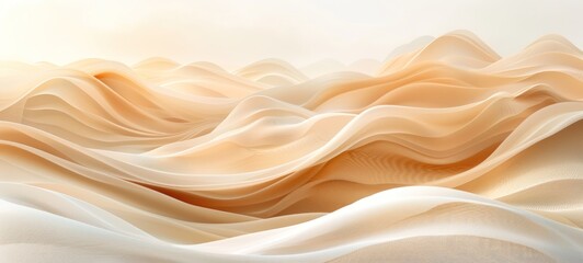Obraz premium Soft, flowing lines in shades of beige and brown, creating a calming, textured illustration for peaceful content
