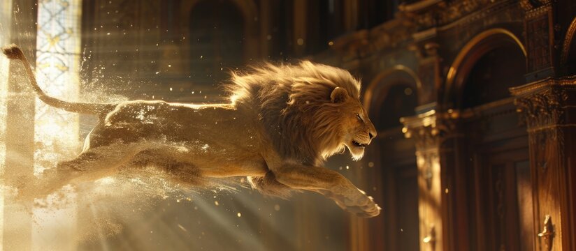 A lion leaping out of a movie poster, blurring the line between fiction and reality. 🦁🎬 #ImmersiveCinema
