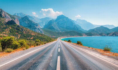 Naklejka premium Exploring scenic roads by the sea