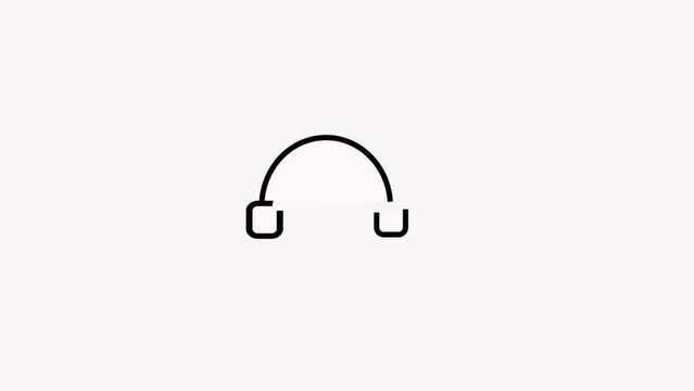 Technology wireless headphones isolated on white background  Support Icon with black color headphone icon, Helpline chat  logotype pictogram animation.