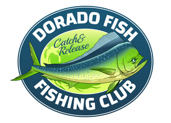 Dorado Fishing Colored T-Shirt Illustration Design