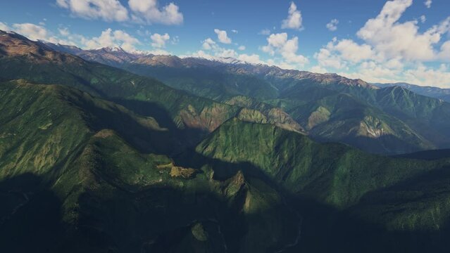 Aerial drone Shot of Historic Sanctuary of Machu Picchu. Peru