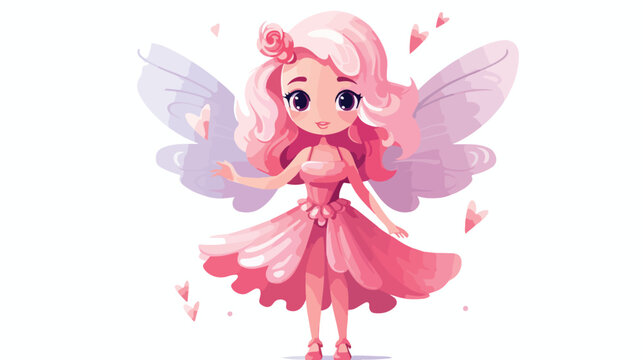 Fantasy Cute Fairy flat vector isolated on white background