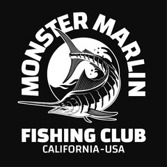 Fishing Big Marlin Shirt Design Illustration