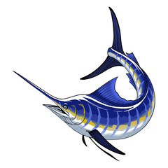 Illustration of Blue Marlin Fish in Vintage Style