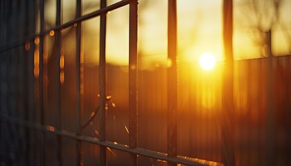 The sunset through prison bars hints at hope and freedom, with warm, golden hues inviting longing and possibility. 🌅🔒 #GoldenDreams