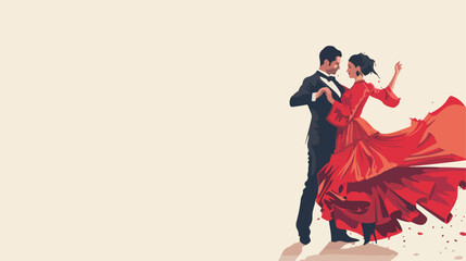 Flamenco dancing poster. Copy space for text. Flat vector