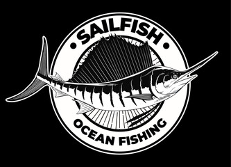 Sailfish Ocean Fishing T-Shirt Design Illustration