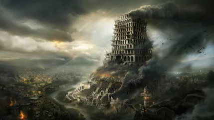 Foto op Canvas Tower of Babel Reconstruction., faith, religious imagery, Catholic religion, Christian illustration © Dolgren