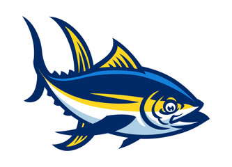 Yellowfin Tuna Fish Cartoon Illustration