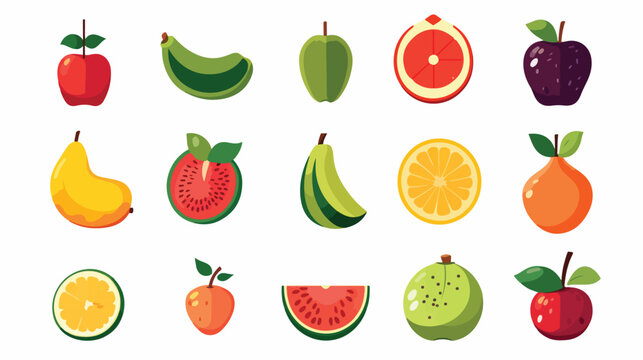 Fruits illustration flat vector isolated on white background