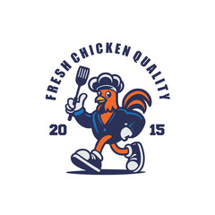 Chicken mascot for restaurant vintage style logo vector graphic illustration