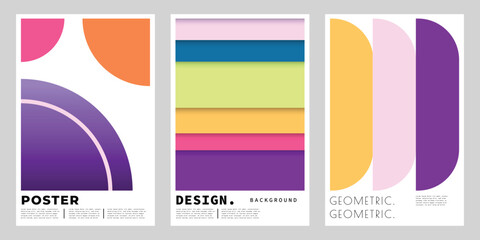 Abstract colorful geometric poster or banner design set. Polygon shape background template bundle. Suitable for branding, cover, or promotion.
