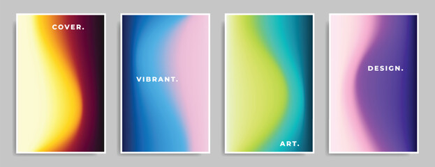 Colorful gradient poster design set. Abstract fluid color gradation background. Vibrant smooth banner template bundle.