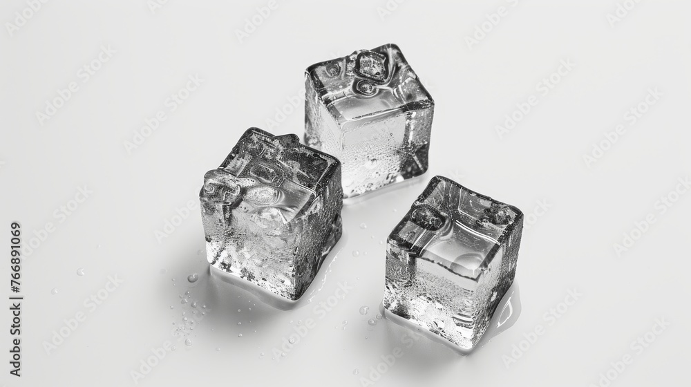 Poster An image of three ice cubes on a white background.