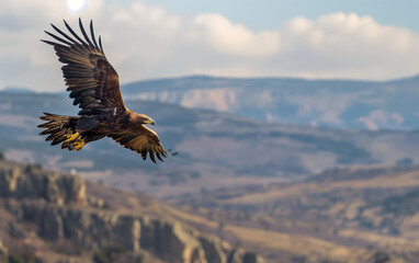 Eagle with spread wings flying. Generative AI