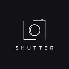 Minimalist photography camera logo icon vector template on black background - obrazy, fototapety, plakaty