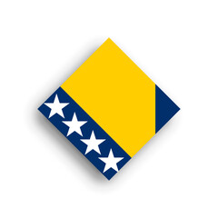 Bosnia and Herzegovina flag - rhombus shape icon with dropped shadow isolated on white background
