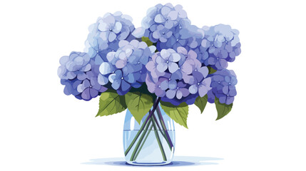 Hydrangea in Vase flat vector isolated on white background