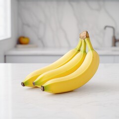 Yellow Banana isolated on white countertop