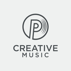 Vector logo for music record company audio house logo singing recording logo