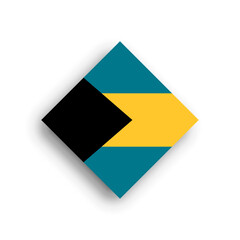 Bahamas flag - rhombus shape icon with dropped shadow isolated on white background