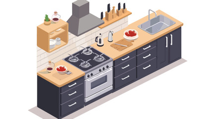 Isometric view kitchen stove flat vector 